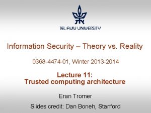 Information Security Theory vs Reality 0368 4474 01