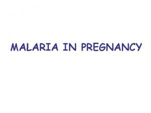 Malaria in pregnancy definition