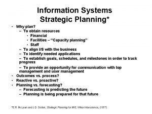 Information systems plan