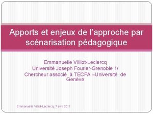 Apports et enjeux de lapproche par scnarisation pdagogique