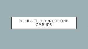 Office of corrections ombuds