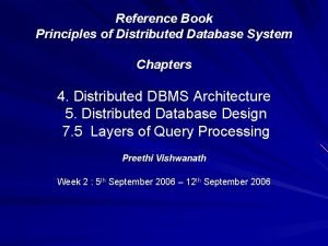 Principles of distributed database systems