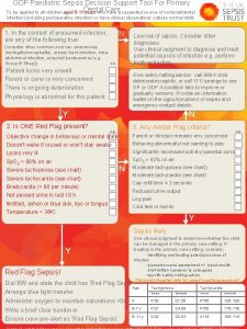 GDP Paediatric Sepsis Decision Support Tool For Primary