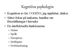 Kognitiva psykologin
