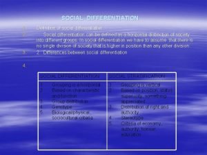 Define social differentiation