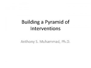 Building a Pyramid of Interventions Anthony S Muhammad