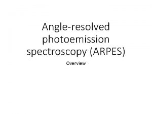 Angleresolved photoemission spectroscopy ARPES Overview Outline Review momentum
