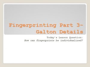 Characteristic of fingerprint