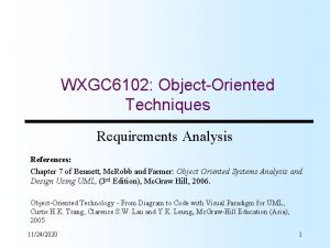 WXGC 6102 ObjectOriented Techniques Requirements Analysis References Chapter