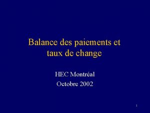 Balance des paiements et taux de change HEC