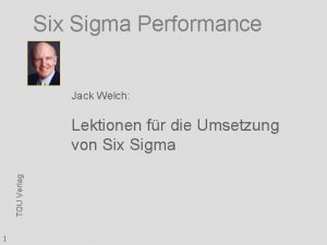 Six Sigma Performance Jack Welch TQU Verlag Lektionen