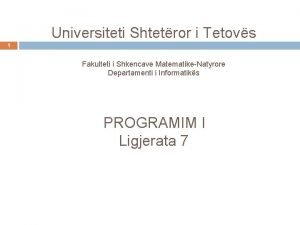 Universiteti Shtetror i Tetovs 1 Fakulteti i Shkencave