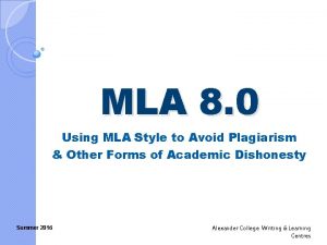 MLA 8 0 Using MLA Style to Avoid