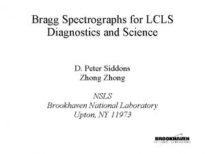Bragg Spectrographs for LCLS Diagnostics and Science D