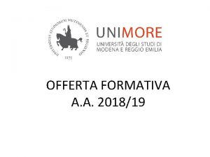 OFFERTA FORMATIVA A A 201819 83 corsi di