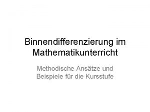 Binnendifferenzierung mathematik
