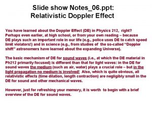 Relativistic doppler effect ppt