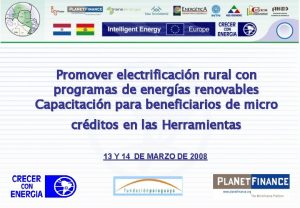 Promover electrificacin rural con programas de energas renovables