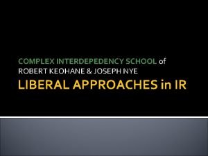 COMPLEX INTERDEPEDENCY SCHOOL of ROBERT KEOHANE JOSEPH NYE