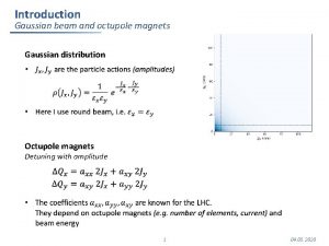 Introduction Gaussian beam and octupole magnets Gaussian distribution