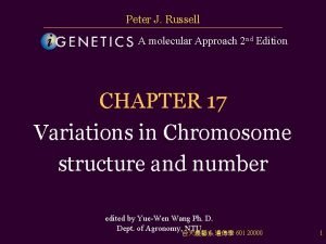 Peter J Russell A molecular Approach 2 nd