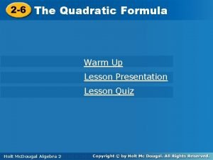 Introduction to the quadratic formula quiz