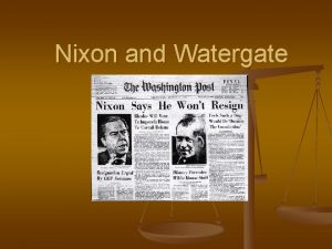 Nixon and Watergate The Election of 1968 n
