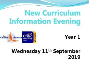 New Curriculum Information Evening Year 1 Wednesday 11
