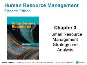 Human Resource Management Fifteenth Edition Chapter 3 Human