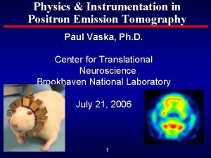 Physics Instrumentation in Positron Emission Tomography Paul Vaska