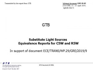 Transmitted by the expert from GTB Informal document
