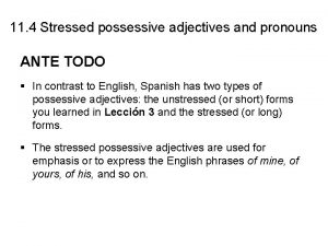 2.4 stressed possessive adjectives and pronouns