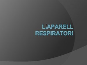 LAPARELL RESPIRATORI Que s laparell respiratori Laparell respiratori