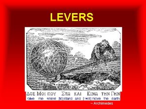 LEVERS Archimedes Introducing The Lever A lever includes