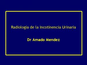 Radiologia de la Incotinencia Urinaria Dr Amado Mendez