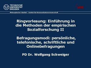 Philosophische Fakultt Institut fr Kommunikationswissenschaft Ringvorlesung Einfhrung in