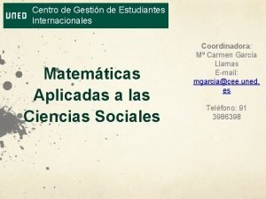 Centro de Gestin de Estudiantes Internacionales Matemticas Aplicadas
