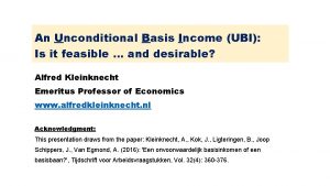 An Unconditional Basis Income UBI Is it feasible