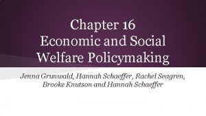 Chapter 16 Economic and Social Welfare Policymaking Jenna