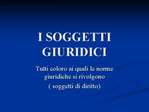 Soggetti giuridici