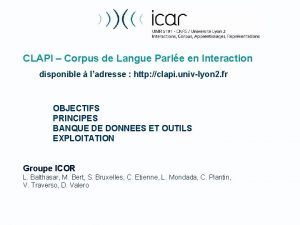 CLAPI Corpus de Langue Parle en Interaction disponible