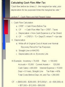 Calculating Cash Flow After Tax Cash flow before