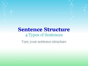 4 types of sentence structures