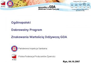 Oglnopolski Dobrowolny Program Znakowania Wartoci Odywcz GDA Pastwowa