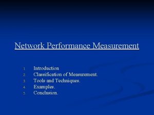 Network performance measurement tools