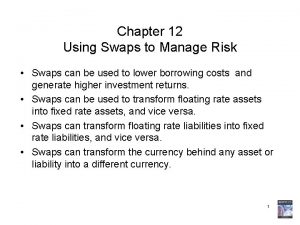 Chapter 12 Using Swaps to Manage Risk Swaps