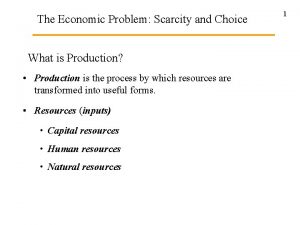 The Economic Problem Scarcity and Choice What is