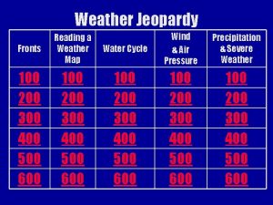 Weather Jeopardy Fronts Reading a Weather Map 100
