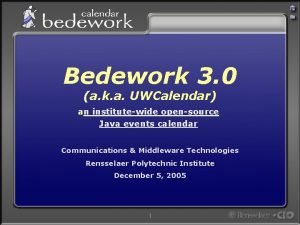 Bedework 3 0 a k a UWCalendar an