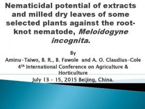 Nematicidal potential of extracts and milled dry leaves